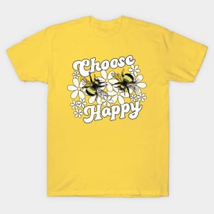 Lispe Choose 2 Bee Happy Bumblebees with Daisies T-Shirt
